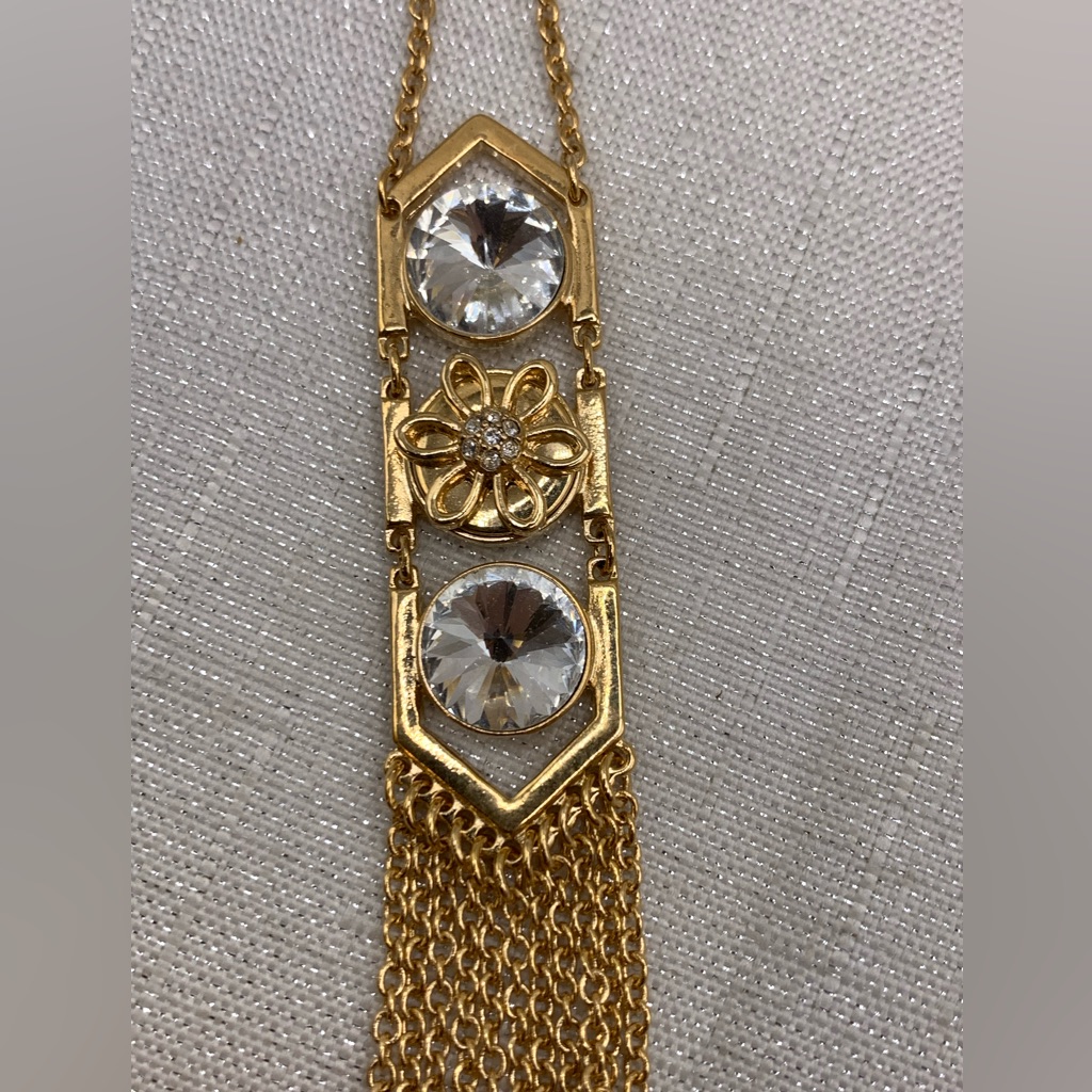 Sale - Gold Tasseled Snap Button Flower Necklace - Ginger Snaps & Co.